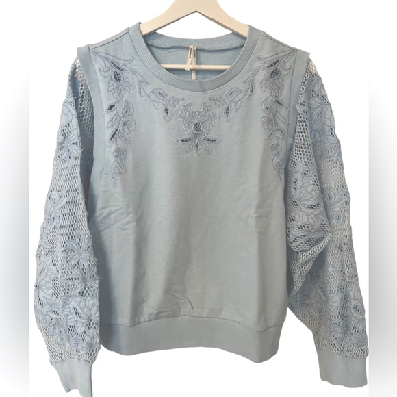 NWT Anthropologie Embroidered Cutwork Sweatshirt - Picture 1 of 5